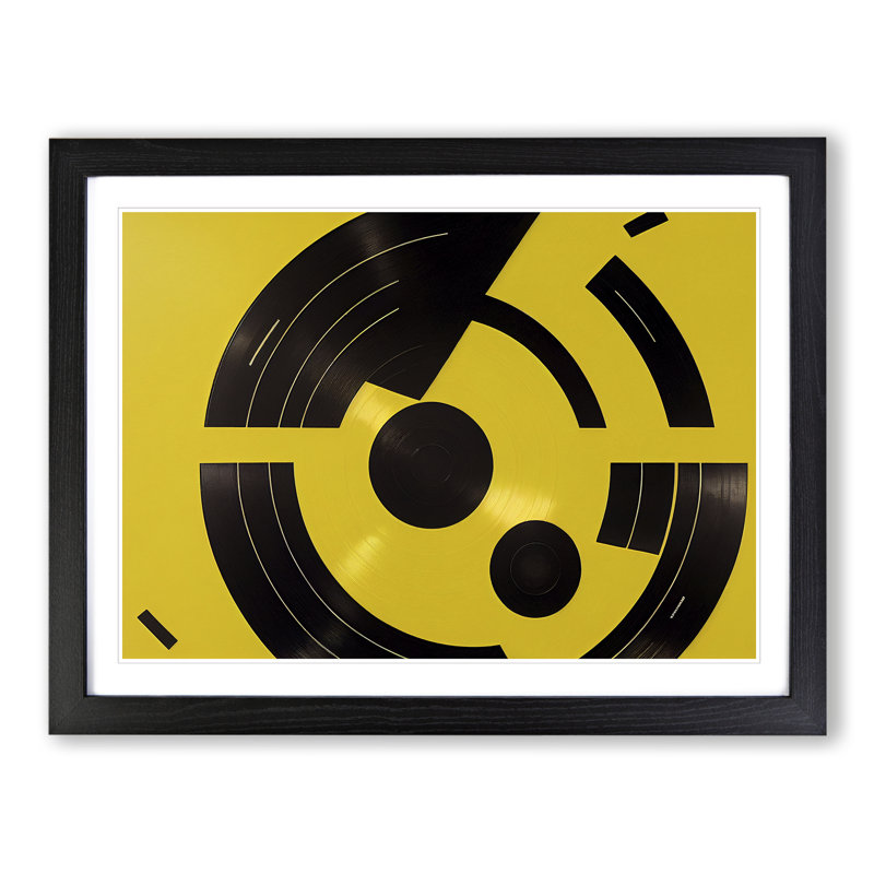 Abstract Vinyl Record Art Vol.3 - Framed Print, Black, 46cm H x 64cm W x 2cm D