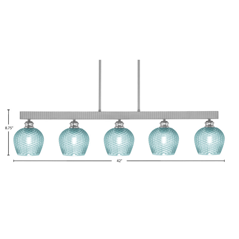 Barre d'éclairage à 5 lumières Edge avec verre de 6 po, Nickel brossé, Turquoise