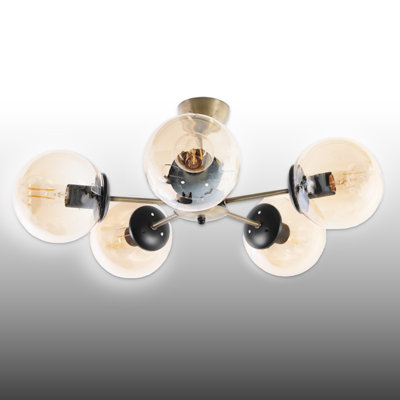 5 Lights Metal Body Industrial Semi Flush Mount