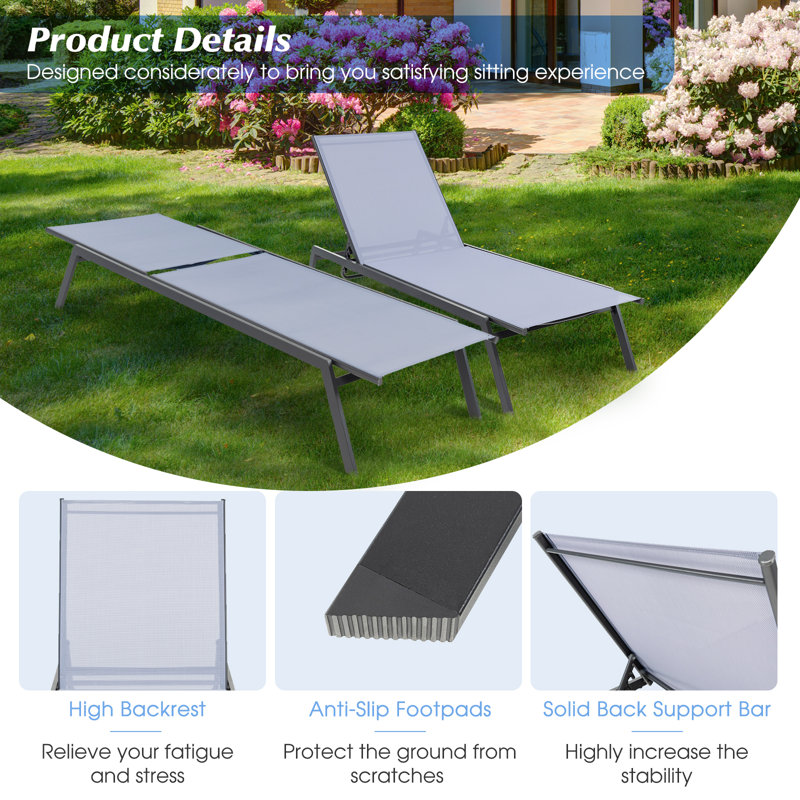Gregale Outdoor Metal Chaise Lounge
