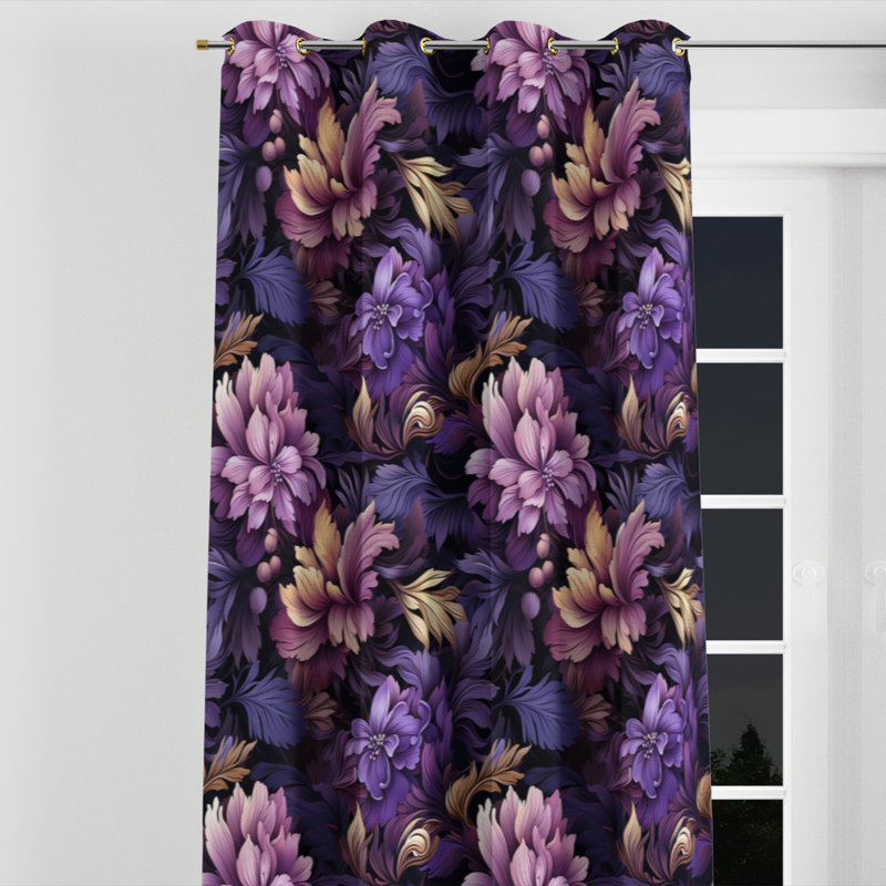 Mystic Purple Damask Whispers II - Rideau à œillets damassé - Velours obscurcissant - 1 panneau, L 52 po x L 120 po