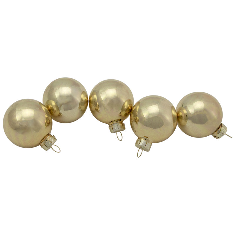 Ornements en forme de boule de Noël 10 carats à 2 finitions, Champagne
