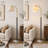 62.71" H Solid Wood Floor Lamp with Linen Shade-381703417