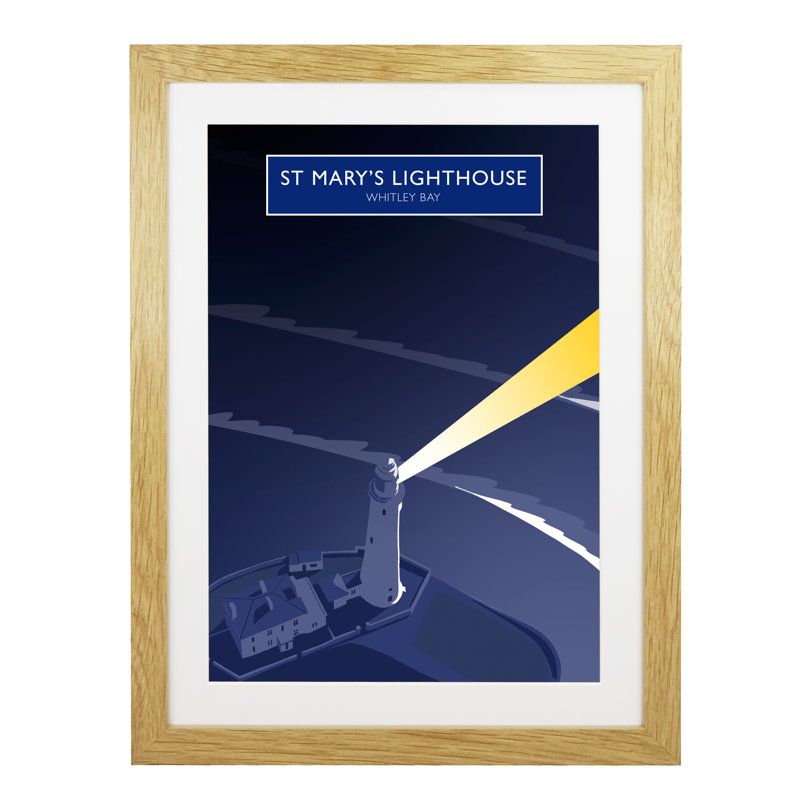 'St. Marys Lighthouse' 1 Piece Wall Art, 54 cm H x 44 cm W x 2.2 cm D, Oak Wood Frame