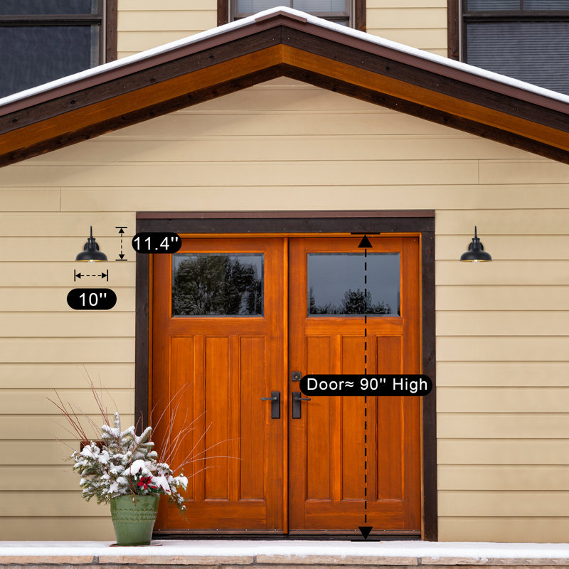 Kanesha Motion Sensor Outdoor Barn Lights for Porch, 2 Pack Dome Dusk to Dawn Gooseneck Light, 11.4" H x 10" W x 12" D