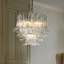 Luminaire suspendu de style moderne Mid-Century à 4 lumières en verre transparent à 4 niveaux avec finition bronze antique Kass pour salon, salle à manger Kass-992069871-1005842399-992069865