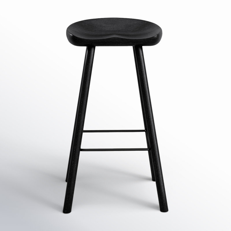 Barrett Solid Wood Bar & Counter Stool, Counter Stool (26.75” Seat Height), Matte Black