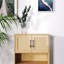 Armoire de rangement Mid-Century moderne à 4 portes avec portes en rotin tissé et tablettes réglables