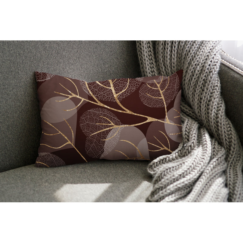 Coussin lombaire intérieur / extérieur Baka Leafs, Brun / or
