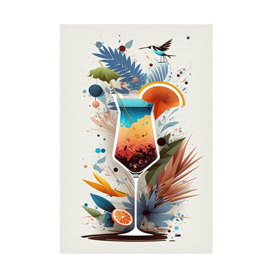 Wrapped Canvas Wall Art - Ray Heere 'Mid Century Cocktails And Drinks 25' Wall Art for Living Room, Bedroom, or Office Décor - 12 x 19 Inches