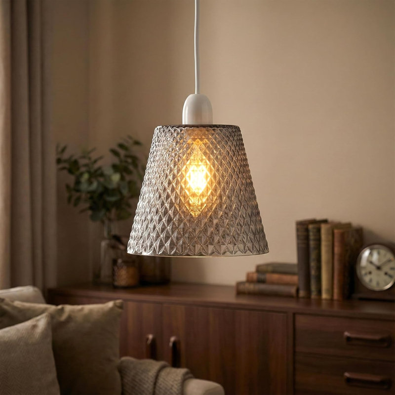 14.5 cm H Cone Glass Lamp Shade in Silver