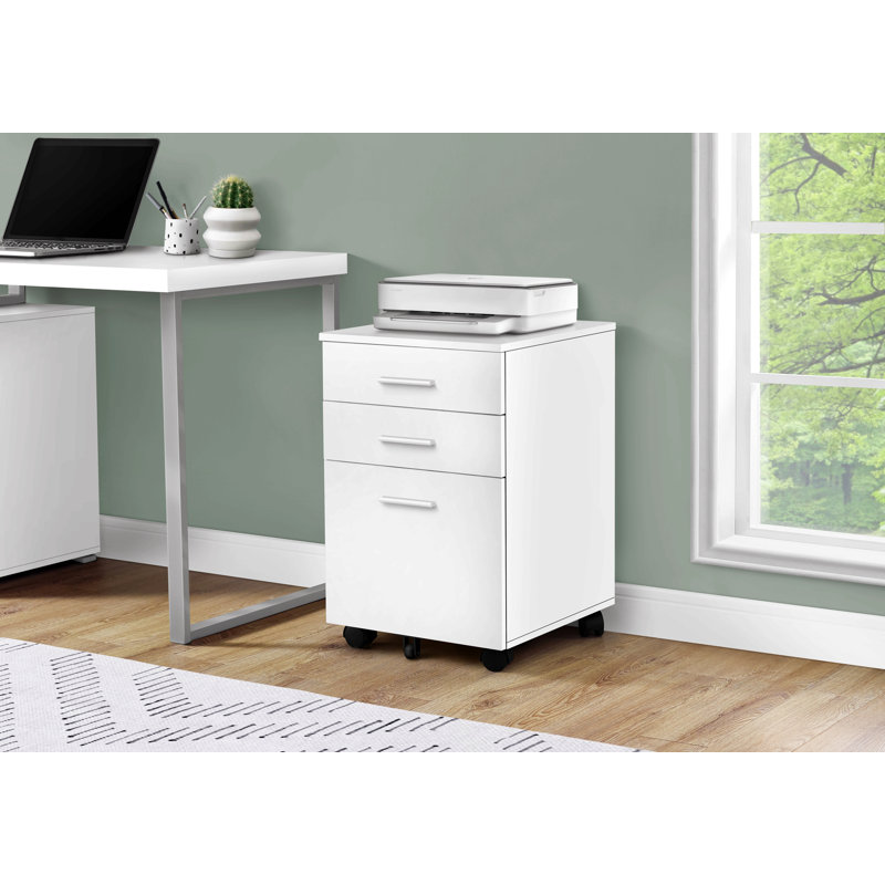 Classeur, mobile à roulettes, tiroirs de rangement, support pour imprimante, bureau, travail, stratifié, Blanc