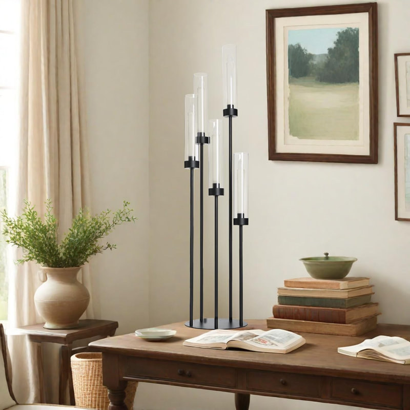 2Pcs 39.4'' Tall Candelabra With Acrylic Lampshade For Birthday Party Home Decoration, 2