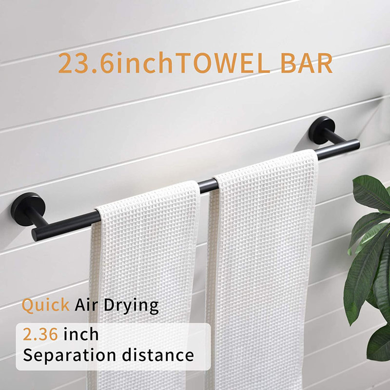 Ensemble de quincaillerie de salle de bain murale en acier inoxydable 4 pièces Topcraft, Noir mat