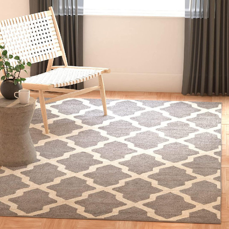 Cannen Hand Tufted Wool Geometric Rug, Rectangle 2' x 3', Gray