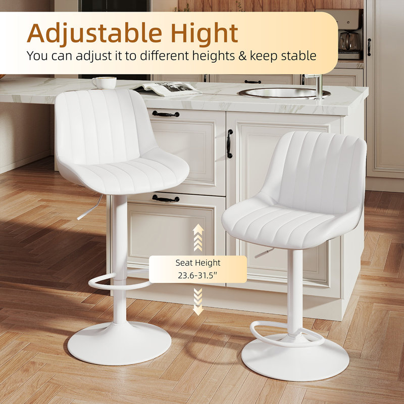 Tabouret de bar pivotant à hauteur réglable Moniq, 1, Blanc