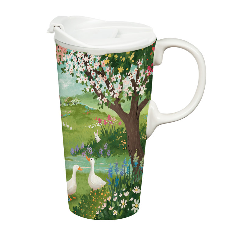 In Bloom Pastoral Storey Ceramic Perfect Cup and Puzzle Gift Set, 17oz, Gift Box
