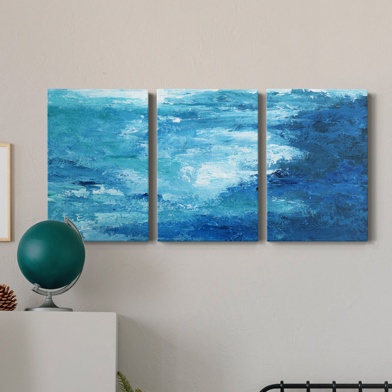 Crashing Waves II - Toile tendue avec châssis de qualité supérieure - prête à être accrochée, H 18 po x l 36 po x P 1 po