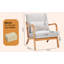 Fauteuil d'appoint de style moderne Mid-Century avec coussin, fauteuil de lecture rembourré avec structure en bois massif pour le salon, la chambre à coucher et le balcon