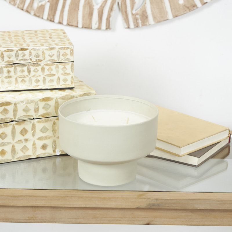 Bougie décorative en métal 50 oz 3 mèches avec cire blanche, H 5,25 po x l 7,15 po x P 7,15 po