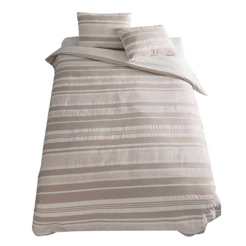  100% Cotton Seersucker Yarn Dyed Duvet Cover Set, Queen Duvet Cover + 2 Shams