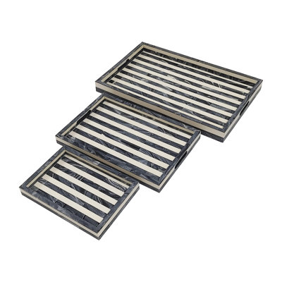 Ensemble de 3 plateaux décoratifs - 24 po x 15 po x 2 po
