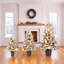 3-Piece Pre-Lit Flocked Potted Artificial Christmas Tree Set, 3 ft 4 ft and 5 ft, 300 Warm White LED Lights, 560 Branch Tips and 3 Light Modes