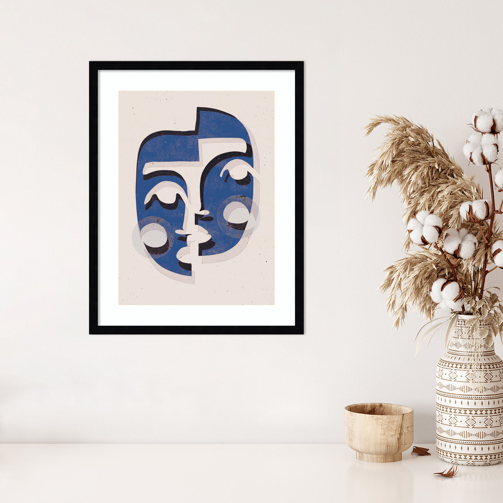 The Blue Mask by Treechild, 25" H x 20" W, Black