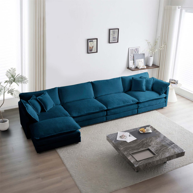 Modular U-Shaped Sectional Sofa With Ottoman, Chenille Fabric For Comfort And Style In Any Living Room