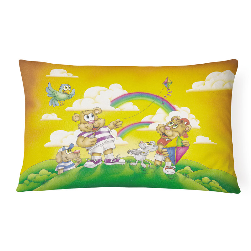  Coussin décoratif en tissu Bears Flying a Kite