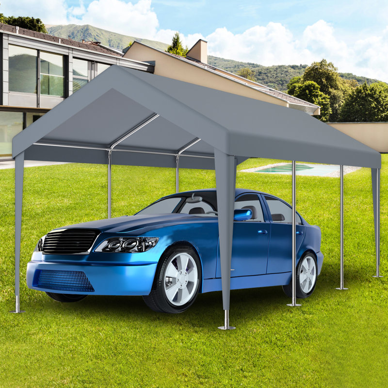 Housse de remplacement pour abri de garage 12 X 20 pi - Protégée et imperméable. 76 boucles élastiques. Polypropylène gris. Installation et rangement sans effort. Polyvalent pour les environnements extérieurs