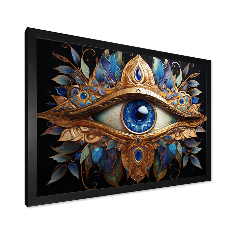 «Kokoro Judaism Hamsa Blessings Eye II», reproduction, Cadre simple noir, H 12 po x l 20 po x P 1 po