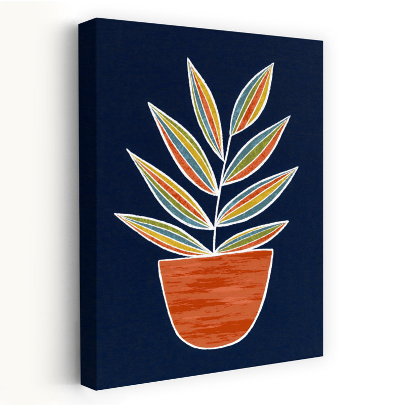 Plante en pot - Art mural abstrait plante audacieuse et colorée, 36" H x 24" W