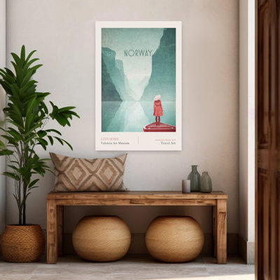 Norway-1 Fjords Classic Peaceful Retro Landscape Mountain Wall Art Print