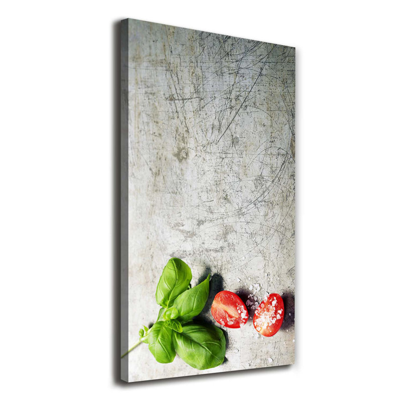 Tomatoes And Basil - Wrapped Canvas Print
