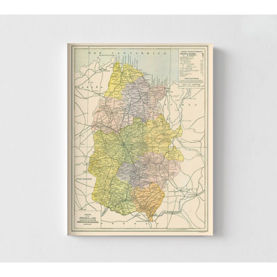 Lugo Province Spain - Pompido 1913, Lugo Spain Poster, Rustic Map Library Decor, Private School Waiting Room Area Wall Decor Poster