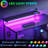 Gaming Desk With Led Lights, Home Office Desk With Recessed Power Outlet, Computer Desk With Spacious Shelves, Reversible Gamer Desk Table With Adjustable Monitor Stand & Headphone Hook-1515487312