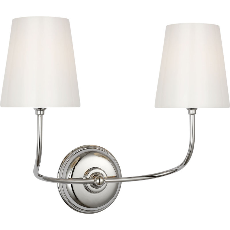Vendome Double Sconce with White Glass, Polished Nickel