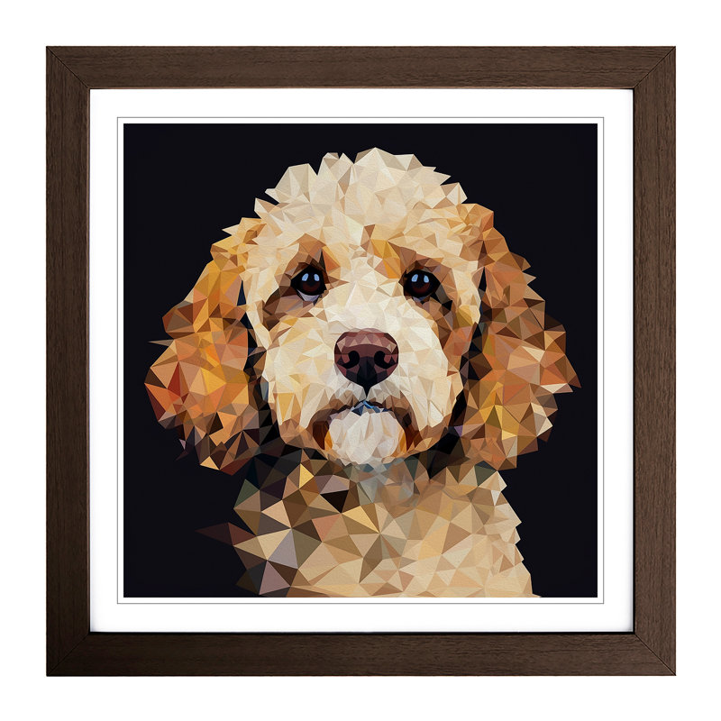 Cockapoo Geometric No.1 - Framed Print, Walnut