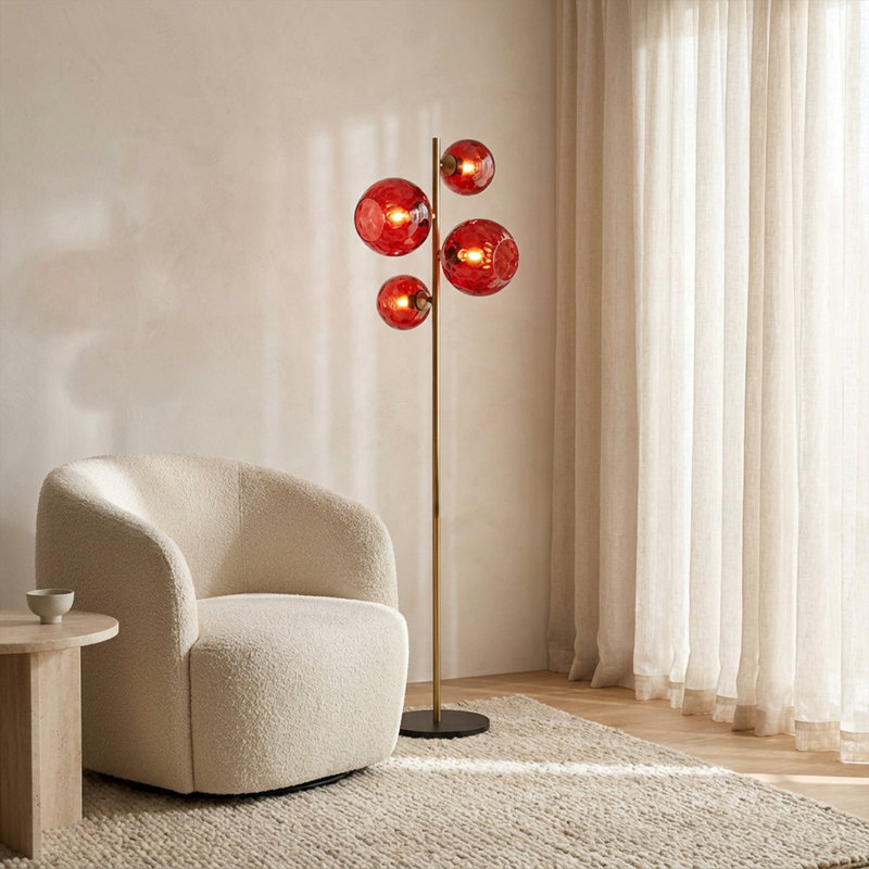 Lampe sur pied Lumina à 4 lumières avec globe en verre doré