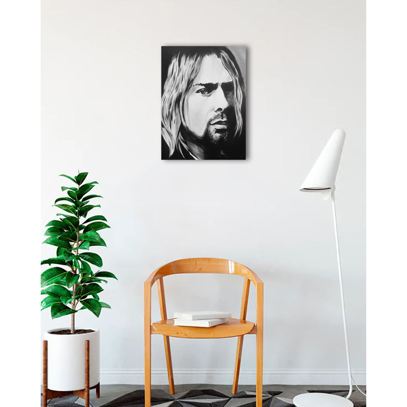 "Kurt Cobain" par Ed Capeau, reproduction d'art sur toile tendue, H 24 po x l 18 po x P 1,5 po