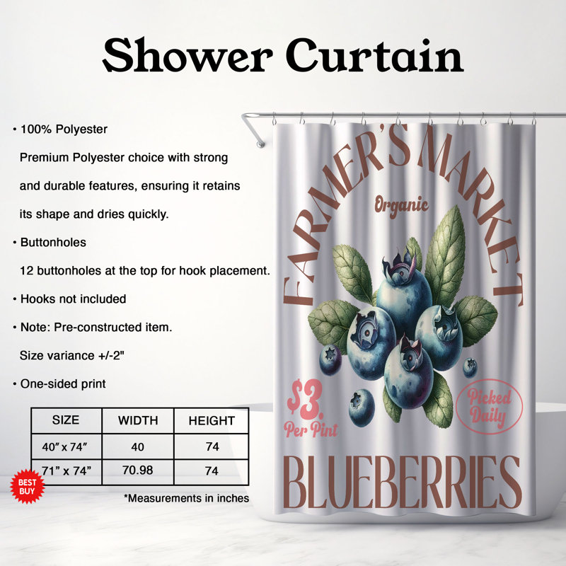 Rideau de douche 1 pièce Clean Berry, H 74 po x l 40 po