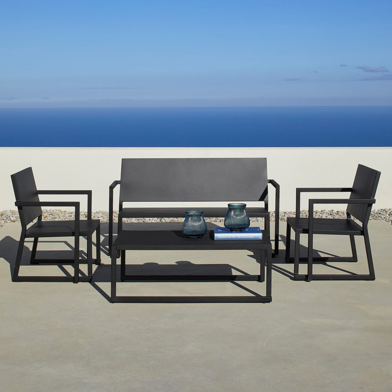 Milano Rectangular Aluminum Outdoor Coffee Table, White