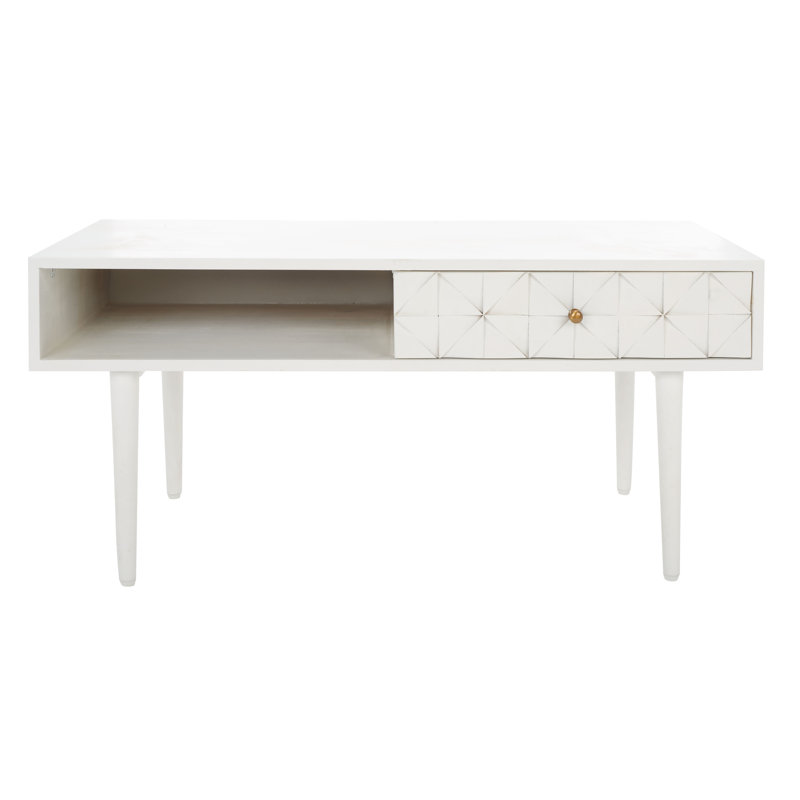 Lilyth Solid Wood Single Coffee Table, White Wash