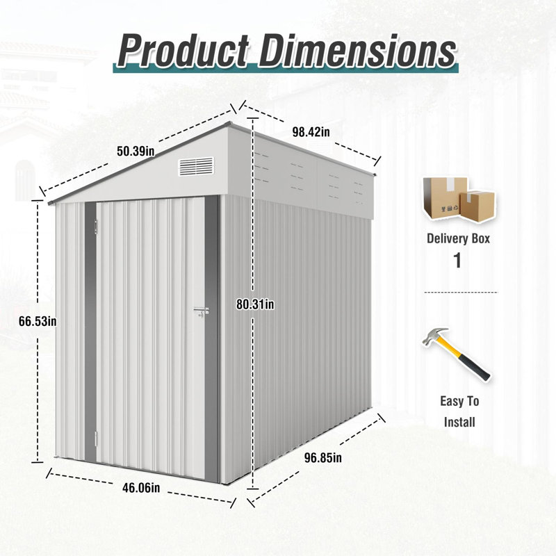 Remise de rangement bicolore optionnelle avec porte à charnière simple et film protecteur, Blanc