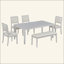 Ensemble de salle à manger de style rustique à rallonge 6 pièces 59-72 "- 4 chaises + banc compact, finition patinée et pieds rétro sculptés pour la cuisine / salle à manger-1429112252