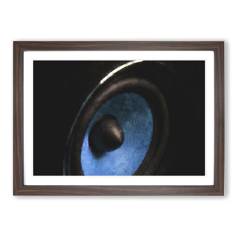 Hi-Fi Speaker in Blue - Framed Print, Walnut Framed, 48cm H x 65cm W x 2cm D