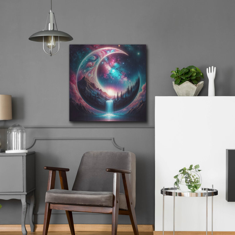  «Moon World 1» par Rey Klimt, art mural en métal, H 24 po x l 24 po