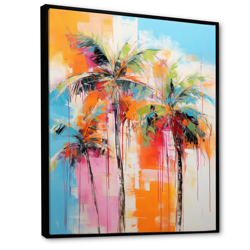 «Damani Palm Trees Palm V - Palm Trees», reproduction d'art sur toile, H 44 po x l 34 po x P 1,5 po, Cadre flottant noir