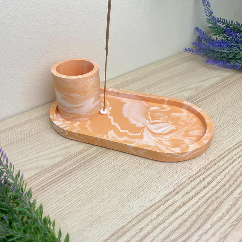 Incense Stick Holder with Storage, Orange